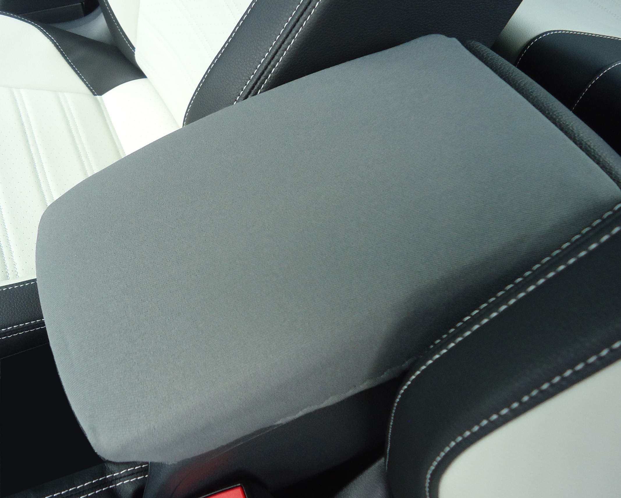 CEBAT Center Console Cover Pad Black Stitches Waterproof Anti-Scratch Leather Armrest Seat Box Protector Fit for Ford Edge 2015-2021 Car Interior Decoration Accessories 